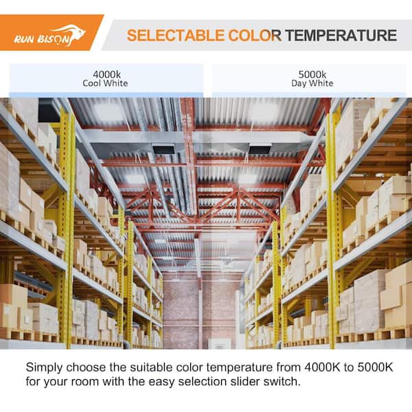 RUN BISON 1.4 ft. 200-Watt Equivalent 17,000 Lumens Integrated LED Dimmable White Linear High Bay Light 120-277 Volt 4000K/5000K