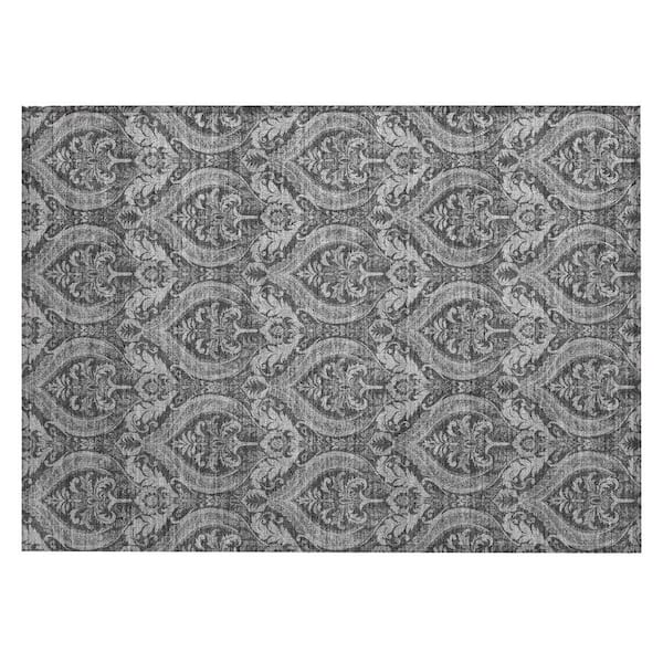 Gray 2 ft. x 3 ft. Woven Trellis Rectangle Indoor/Outdoor Area Rug
