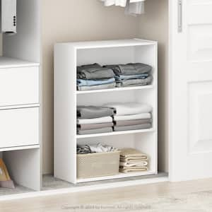 Reed 31.5 in. Tall Plain White Wood 3-Shelf Bookcase