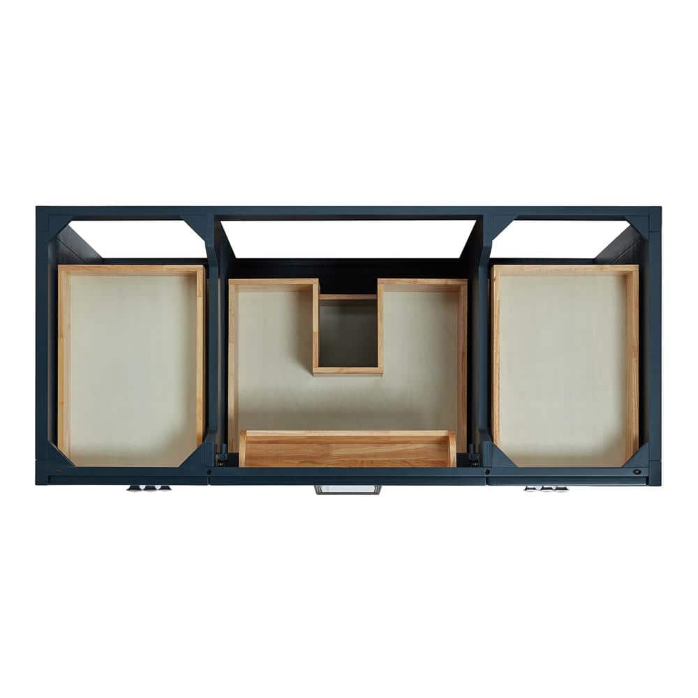 Midnight Blue Freestanding Single Sink Vanity with Carrara Quartz Top