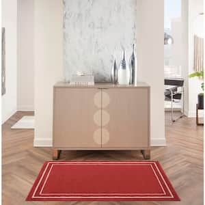 Essentials Brick/Ivory doormat 2 ft. x 4 ft. Solid Contemporary Indoor/Outdoor Kitchen Area Rug