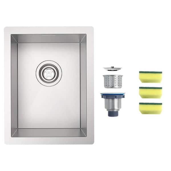 Lycvki 14 in. x 18 in. Undermount Stainless Steel Kitchen Sink with 16 Gauge Single Bowl in Silver