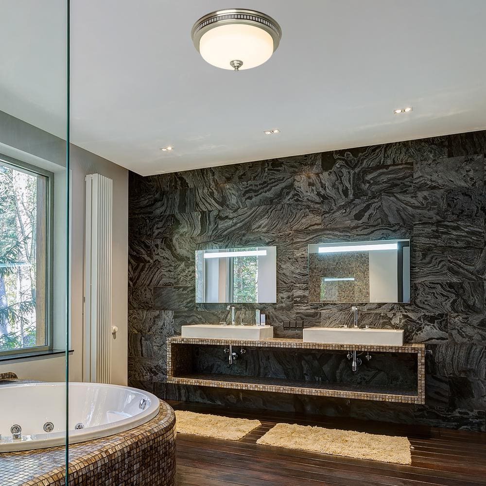 Brushed Nickel Ceiling Mount Bathroom Exhaust Fan with LED Light