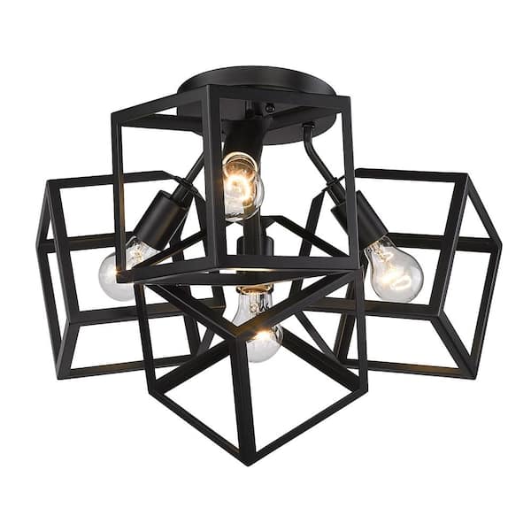 Cassio 4-Light Matte Black Semi-Flush Mount Light