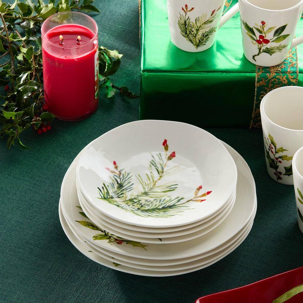 Certified International Holly And Vines Assorted Colors Stoneware