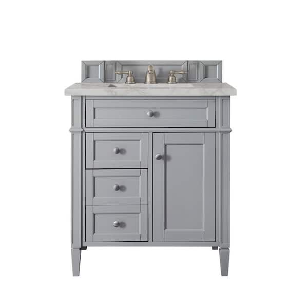 James Martin Vanities Brittany 30.0 in. W x 23.5 in. D x 34.0 in. H Single Bathroom Vanity in Urban Gray with Victorian Silver Quartz Top