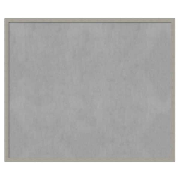 Amanti Art Woodgrain Stripe Grey 50 in. x 42 in. Framed Magnetic Board
