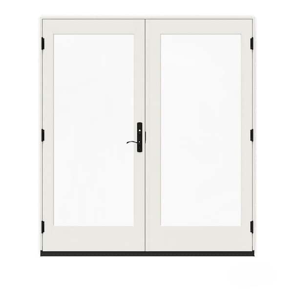 JELD-WEN 72 in. x 80 in. W-5500 Contemporary White Clad Wood Right-Hand Full Lite French Patio Door w/White Paint Interior