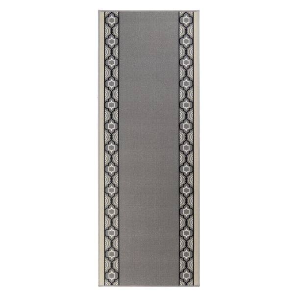 Trellis Border Design Gray 31.5 in. Width x 28 ft. Length Slip-Resistant Runner Rug