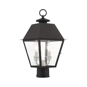 Helmsdale 16.5 in. 2-Light Black Cast Brass Hardwired Outdoor Rust Resistant Post Light with No Bulbs Included
