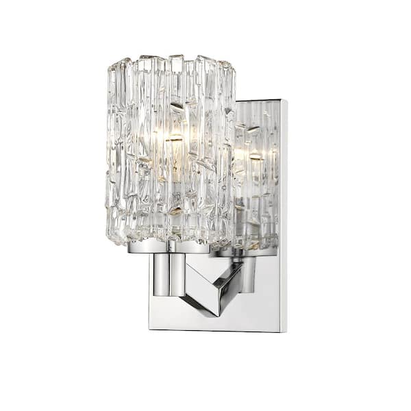Unbranded 1-Light Chrome Sconce with Clear Glass