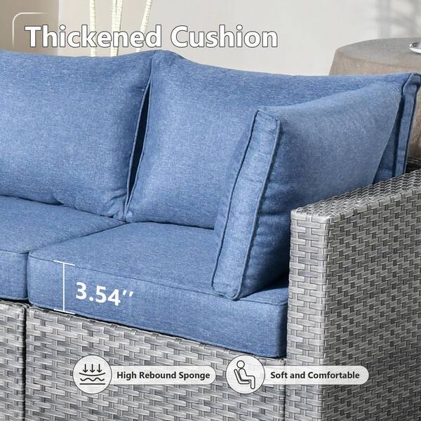 【Pluti】 Rio blue SET XIZZI Lullaby 7-Piece Patio Sofa Conversation Set with Blue