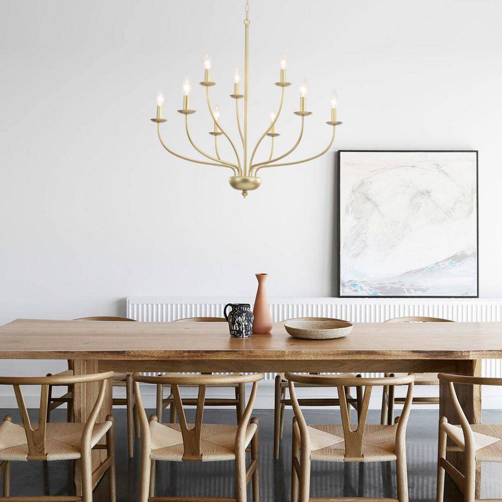 9-Light 30 in. Large Gold Metal Candle Style Traditional Chandelier for Living Room Kitchen Island price history on PriceWatchPro
