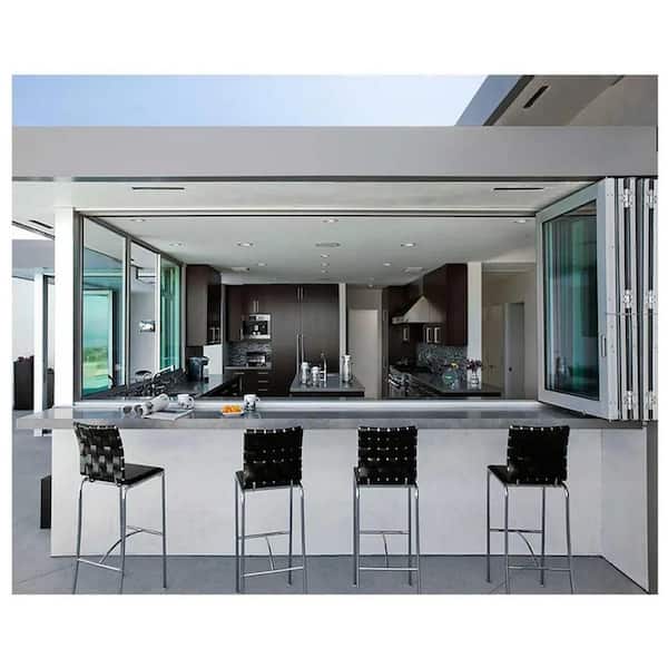 Petraki & Co. 72 in. W x 36 in. H Right-Handed Outswing 3 Panels White Aluminum Tempered Glass Bifold Window