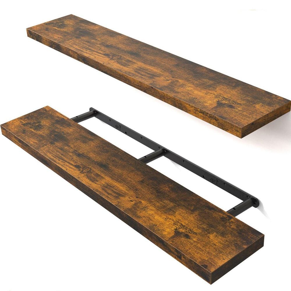 48 in. W x 9.4 in. D Rustic Brown Floating Shelves, Decorative Wall Shelf (