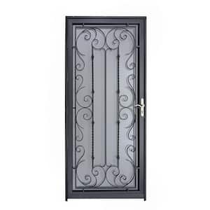Palermo 36 in. x 80 in. Black Full View Wrought Iron Security Storm Door with Reversible Hinging