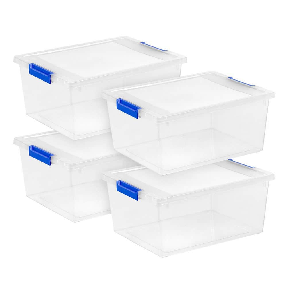 IRIS 12 Qt. Plastic Storage Clip Box, Clear (4-Pack) 554412 - The