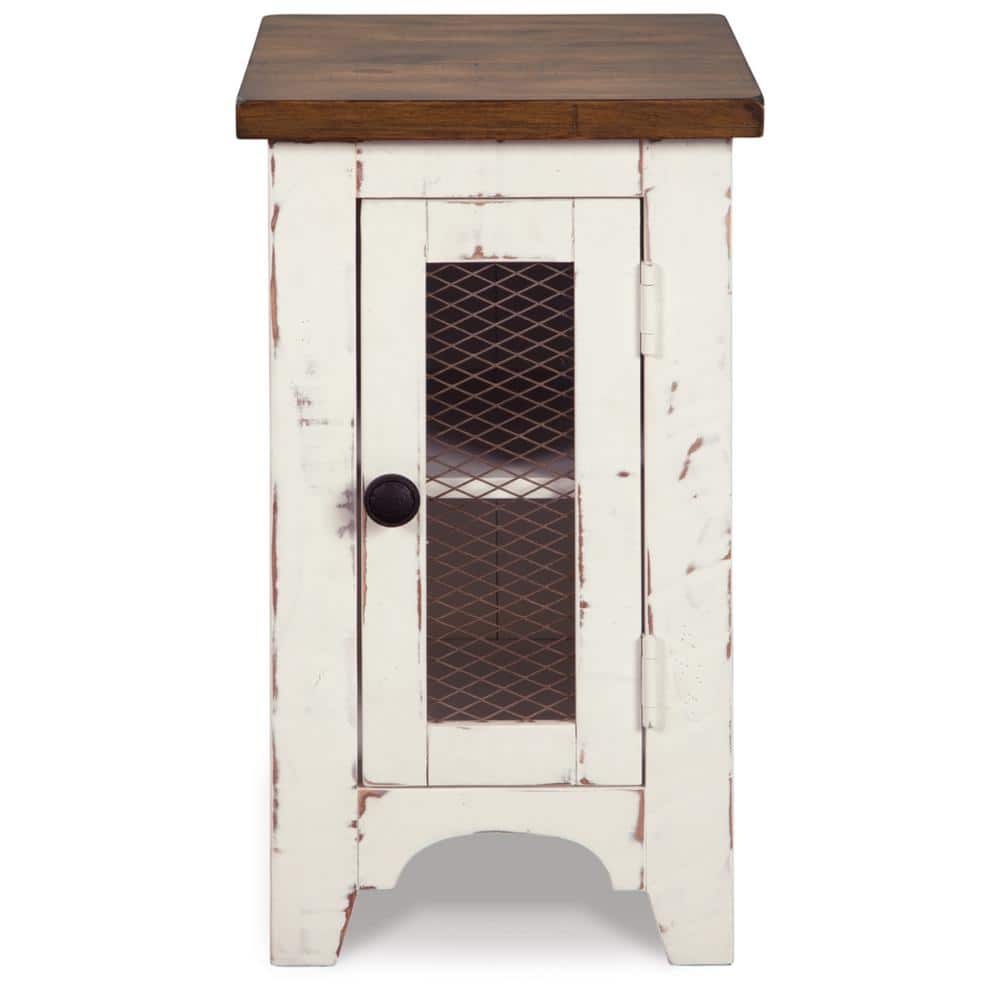 Modern Farmhouse Two-Tone Chairside Table with Storage