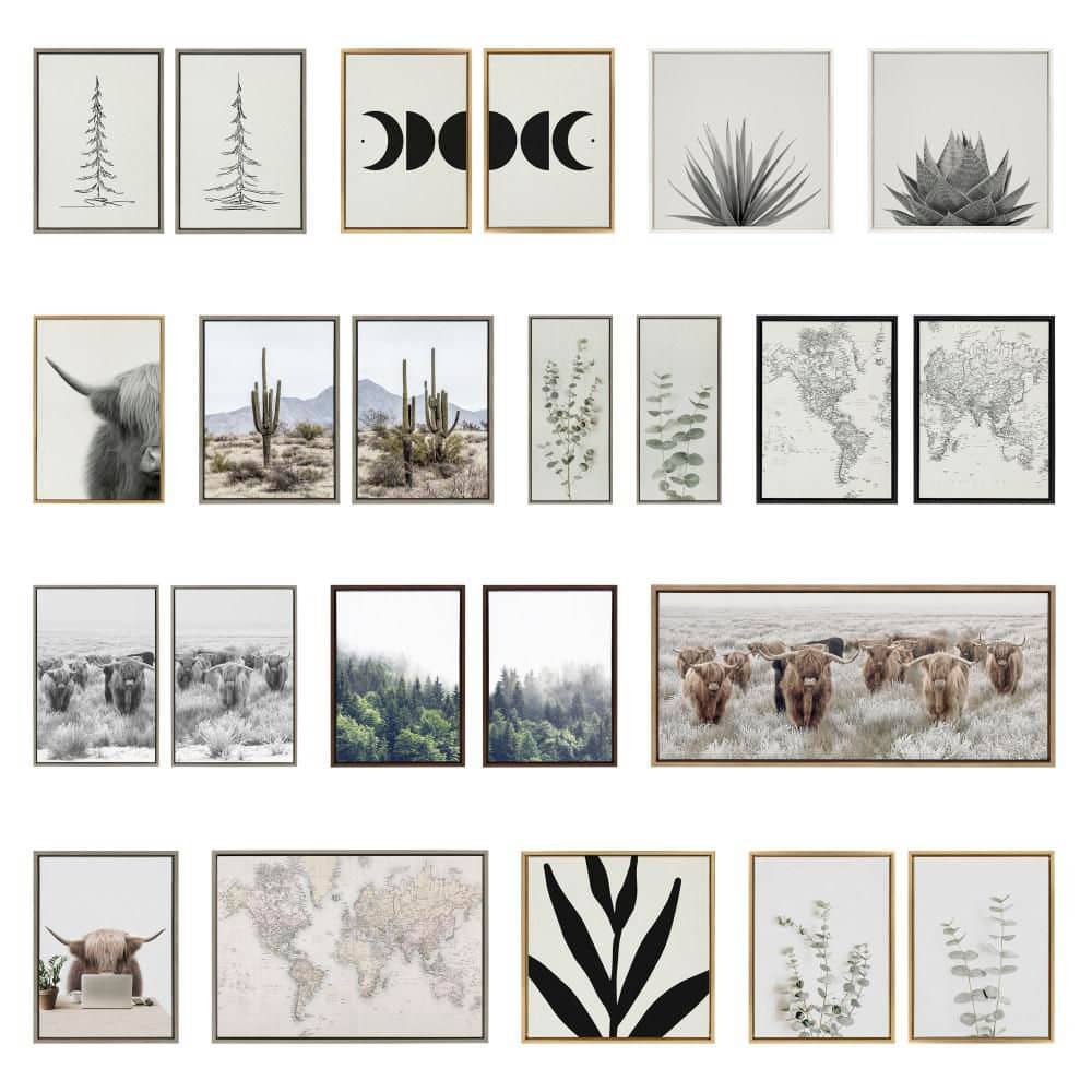 Sylvie Foggy Day Green Forest Landscape Canvas Set