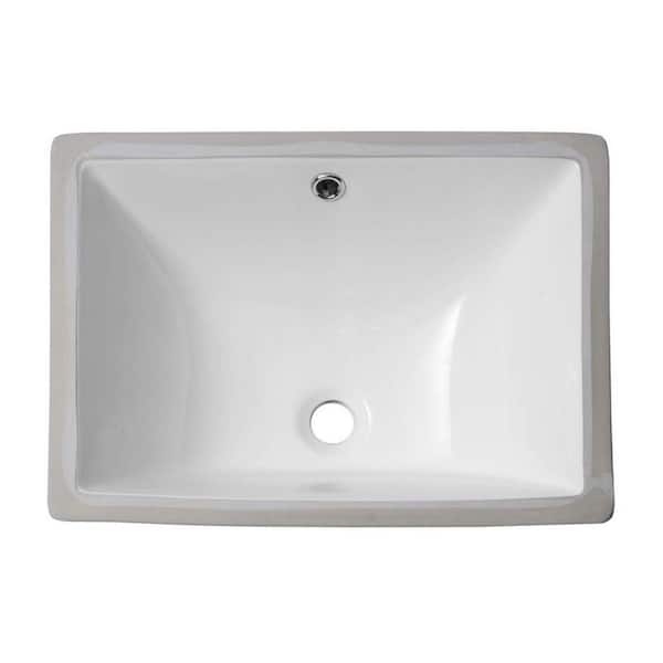Miscool Anky 18.5 in. W Undermount Bathroom Sink in White Ceramic