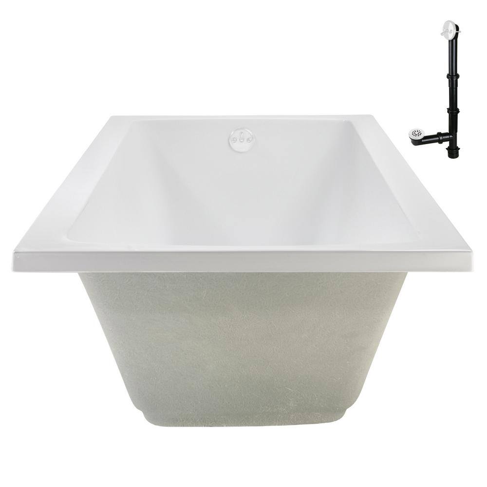 66" x 34" Glossy White Acrylic Soaking Drop-In Bathtub