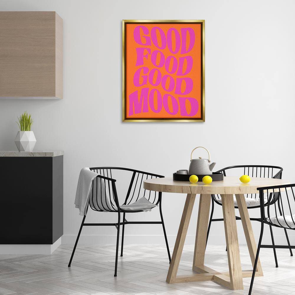 Good Food and Mood by House of Lulu Gold Floater Frame Typography Graphic Art Print 31 in. x 25 in.