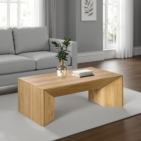 Arnold 53 in. Natural Brown Rectangle Wood Coffee Table with Sled