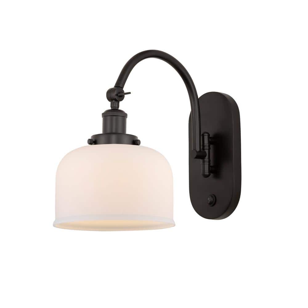 Bell 1-Light Oil Rubbed Bronze, Matte White Wall Sconce with White Glass Shade price history on PriceWatchPro