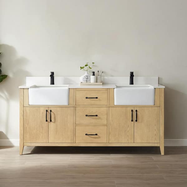 Queen 72 Sonoma White Wall Mount Double Sink Modern Bathroom Vanity