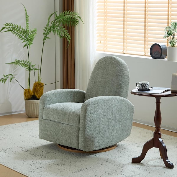CHRISTOPHER KNIGHT HOME Xorath Modern Upholstered Boucle Glider Recliner, 360° Swivel, Light Green