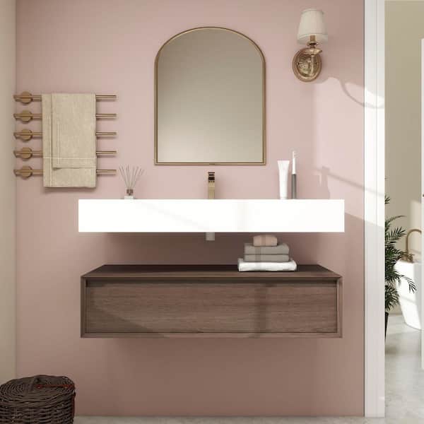 BV Better Vanity Alysa 42 in. W. x 20 in. D x 23 in. H Single Sink Floating Bath Vanity in Red Oak with White Acrylic Top