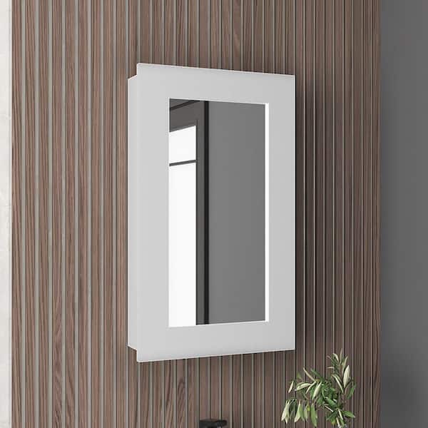 Blisstyle White 16 in W x 26 in. H Coastal Rectangle Particle Board Framed Mirror Wall Mirror Vanity Mirror