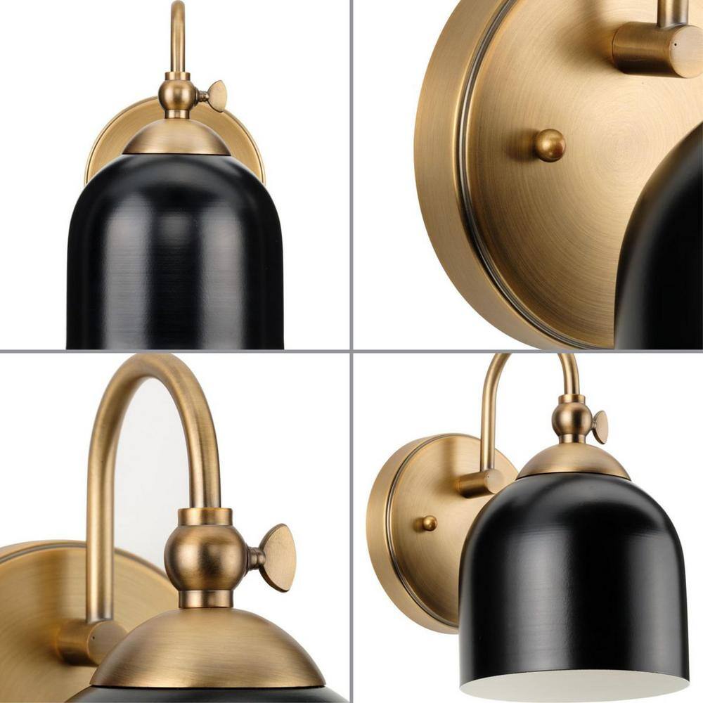 Dalton Black and Brass Metal Dome Bath Vanity Light