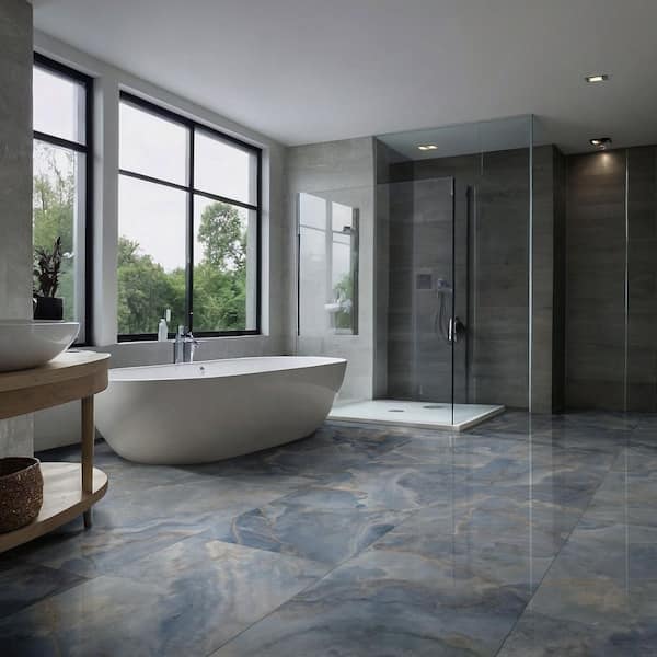 Aura Blue 24 in. x 48 in. Polished Porcelain Floor and Wall Tile (512 sq. ft./Pallet)