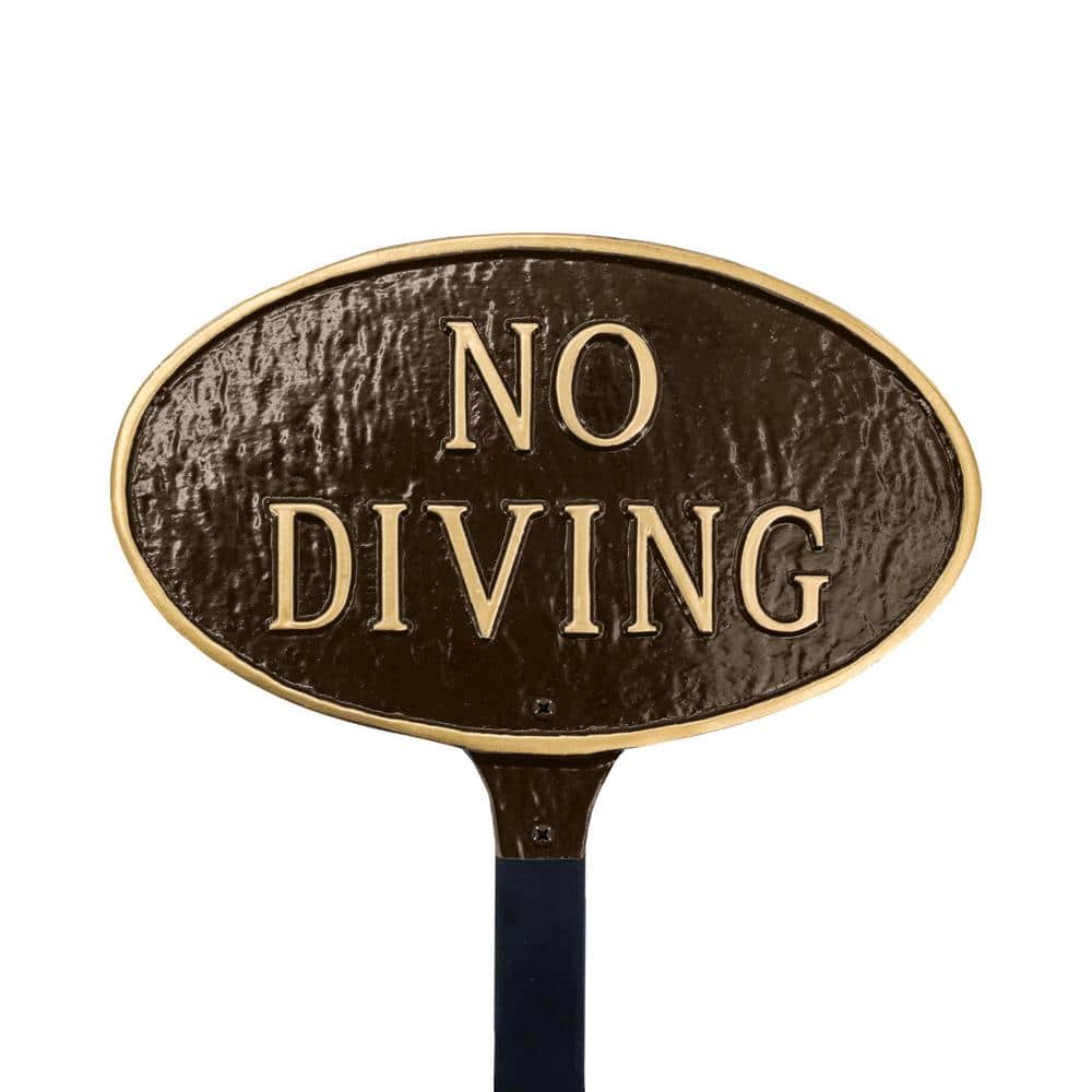 No Diving Small Oval Statement Plaque with Lawn Stake - Oil Rubbed/Gold price history on PriceWatchPro