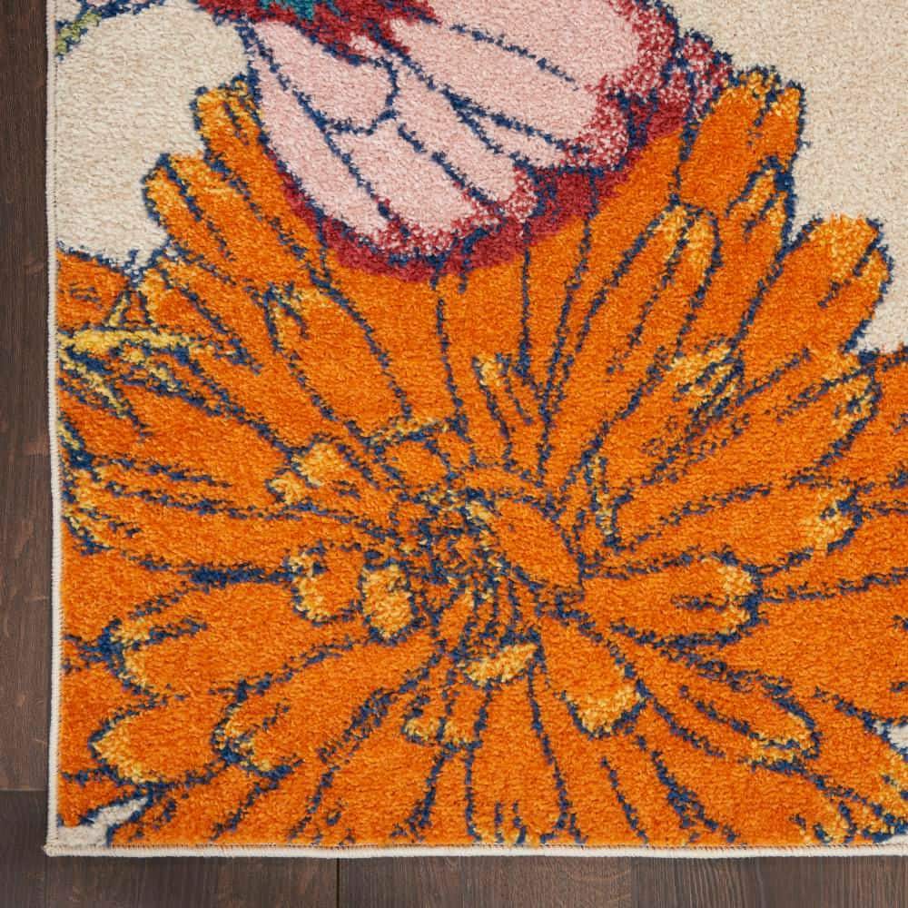 Ivory Multicolor Floral Bliss 4' x 6' Synthetic Area Rug