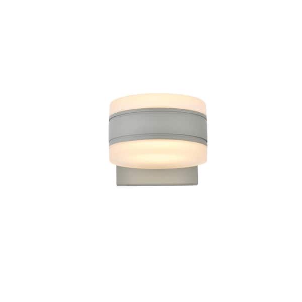 Unbranded Timeless Home 1-Light Round Silver LED Outdoor Wall Sconce (5"W x 4.5"H x 6.75"E)