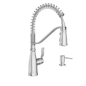 Nolia Single-Handle Pre-Rinse Spring Pulldown Sprayer Kitchen Faucet with Power Boost in Chrome