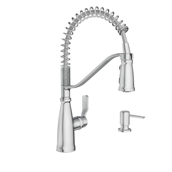MOEN Nolia Single-Handle Pre-Rinse Spring Pulldown Sprayer Kitchen Faucet with Power Boost in Chrome