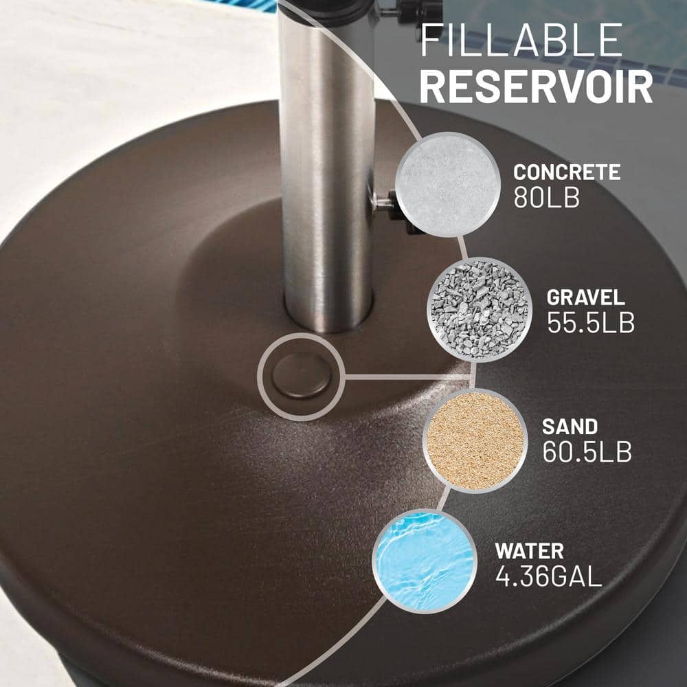Bronze Metal Wheeled Free Standing Umbrella Base