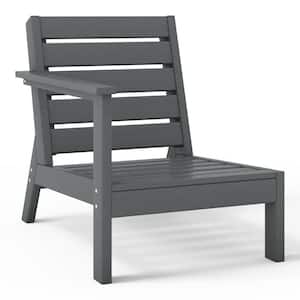 Birchwood Outdoor Patio Deep Seating HDPE Lounge Chair with Left Facing Arm in Gray