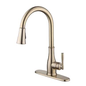 Halwin Single-Handle Pull Down Sprayer Kitchen Faucet in Matte Gold
