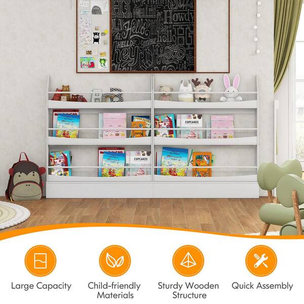 Boyel Living 3-Tier Children's Multi-functional Durable Bookcase Toy Storage Bin Floor Cabinet in Gray