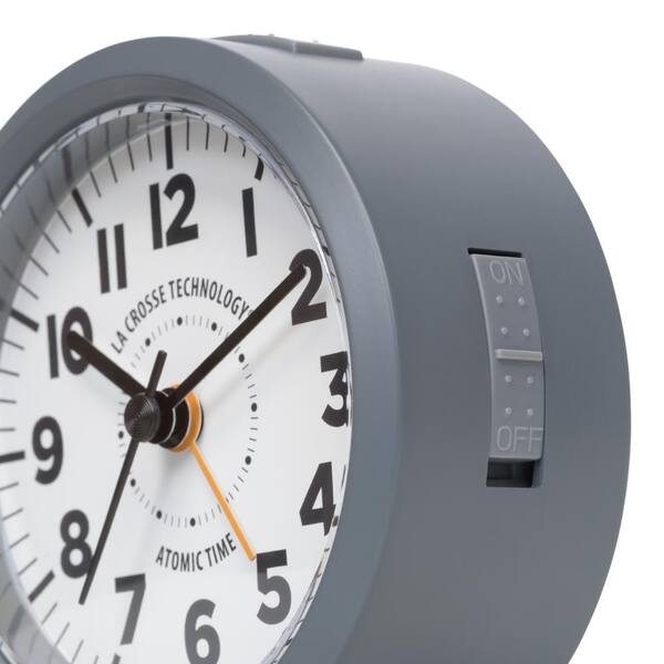 La Crosse Technology 4 in. Round Gray Atomic Analog Alarm