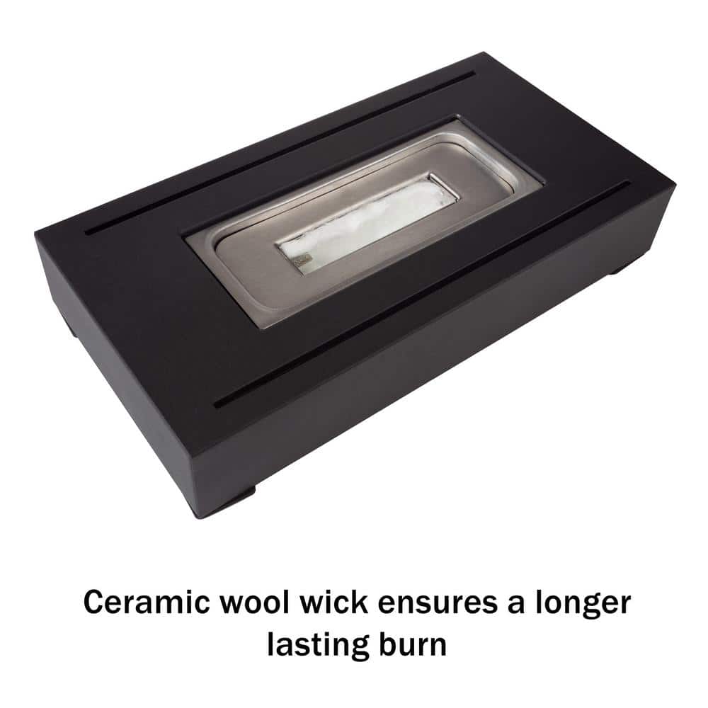 Black Rectangular Bio Ethanol Tabletop Fire Pit with Glass