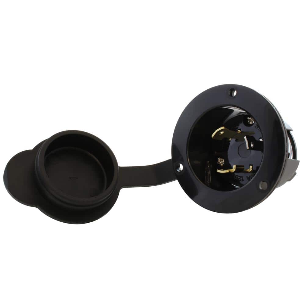 30 Amp Locking 3-Prong 125-Volt NEMA L5-30P Flanged Power Input Inlet with 