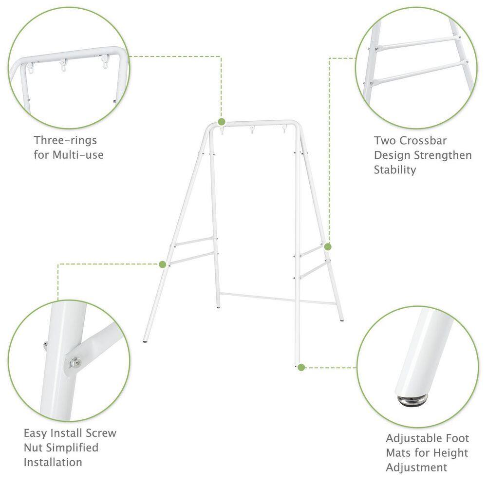 White Powder-Coated Heavy Duty Metal Hammock Chair Stand