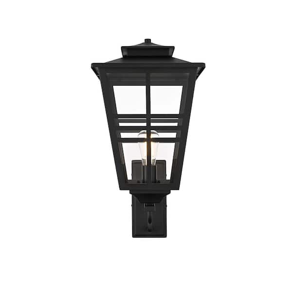 24 in. Black Outdoor Hardwired Wall Sconce with No Bulbs Included
