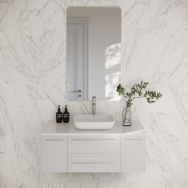 Lucera 41 in. Wall Mount Floating Single Bath Vanity Cabinet without Top in White - Vessel Sink Compatible