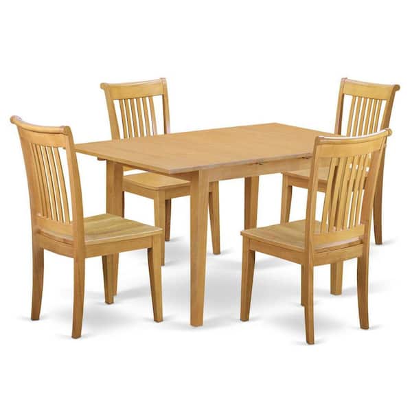 East West Furniture 5-Piece Natural Oak Finish Solid Wood Top - Dining Room Set - Seats 4
